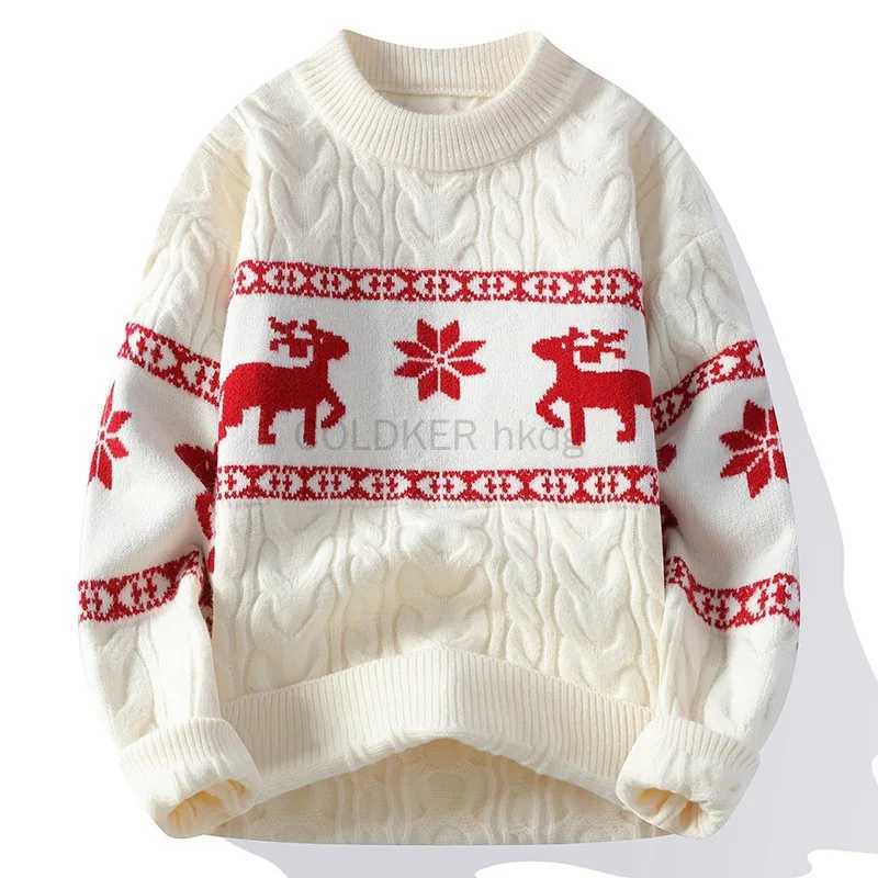 Family Christmas Sweater Reindeer Pattern Long Sleeve Crew Neck Xmas Holiday Pullover Knitwear Korean Sweater Man Jumper Pullove J251015