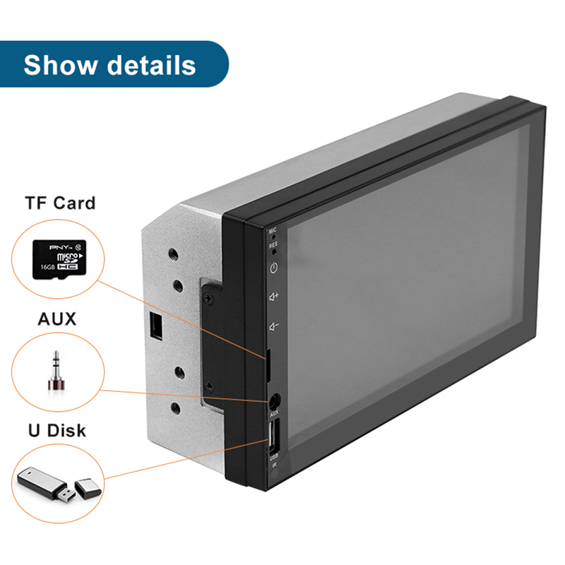 Universal 2 Din Car Radio 7" Touch Screen Multimedia Player Car Player Universal MP5 Player Audio USB TF Bluetooth With Rearview Camera And SWC