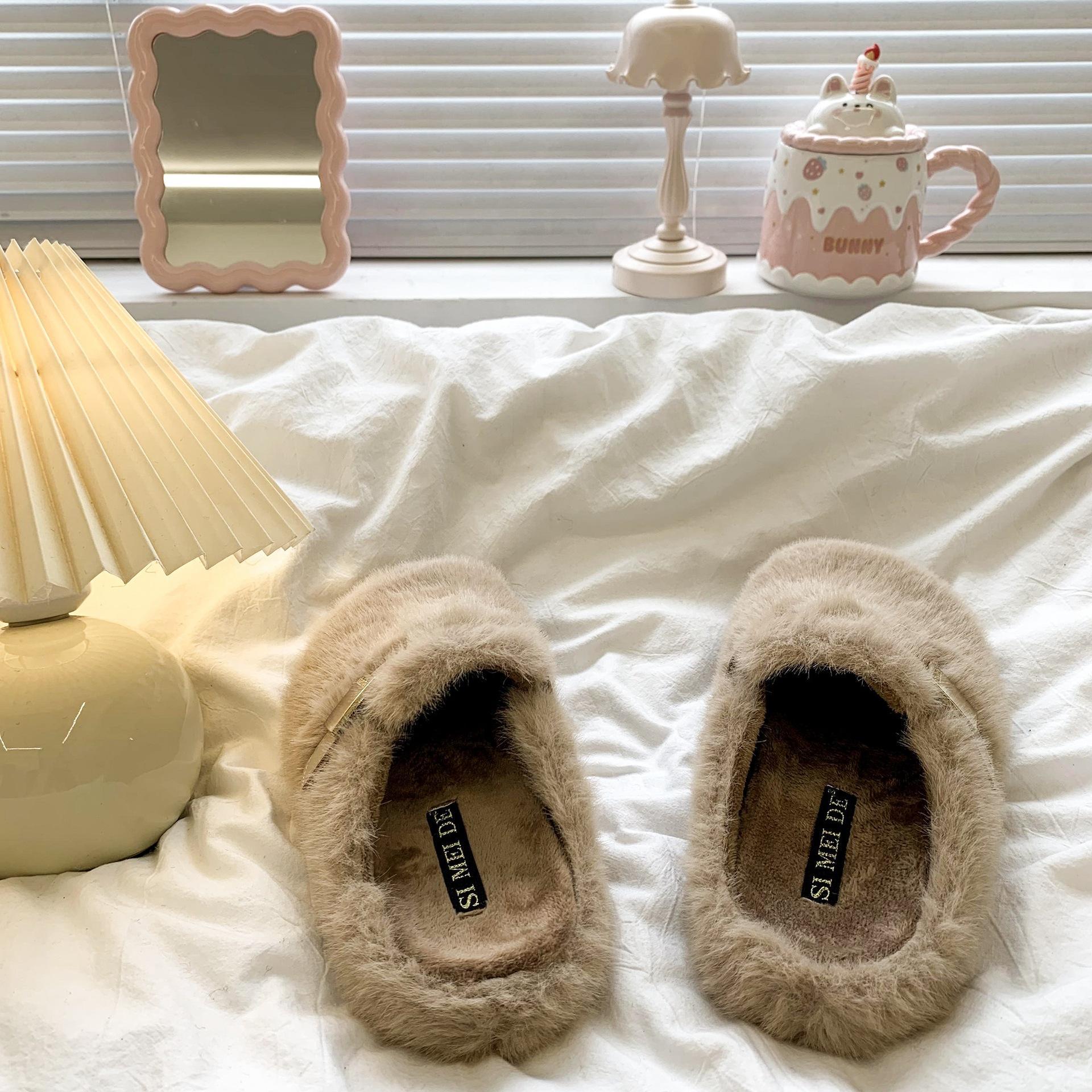 New hot free shipping designer slippers for womens snow slippers black khaki browwn New Fashionable Versatile Winter Fluffy Thickened Cotton Shoes