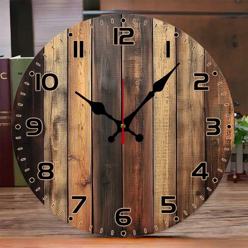 Wooden Theme Wooden Round Silent Hanging Wall Clock Suitable For Living RoomOfficeStudy Room Bedroom Home Decoration C251015