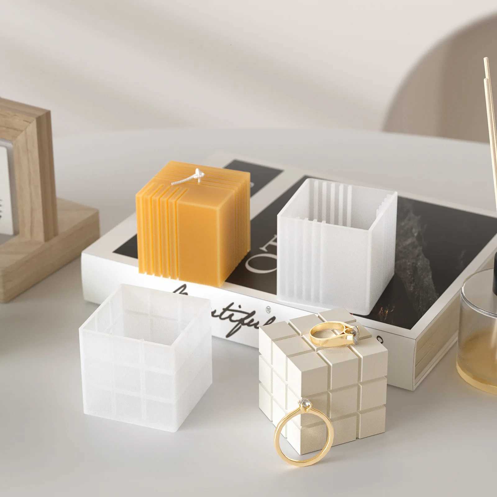 Cube Candle Silicone Mold Creative Geometric Rubiks Cube Candle Mould DIY Handmade Plaster Soap Square Molds Home Decor C251015