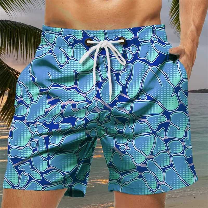 3D Printed Waves Sun Short Pants For Men Coconut Trees Pattern Swim Trunks Casual Swimwear Beach Shorts Sports Surf Board ShortsT251015