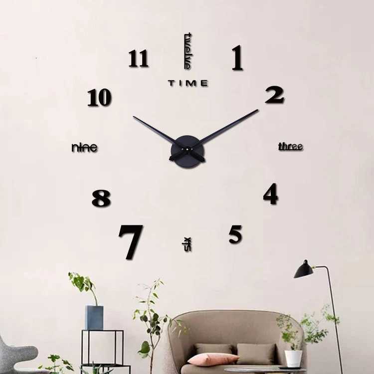NEW Modern Design Large Wall Clock 3D DIY Quartz Clocks Fashion Watches Acrylic Mirror Stickers Living Room Home Decor Horloge C251015