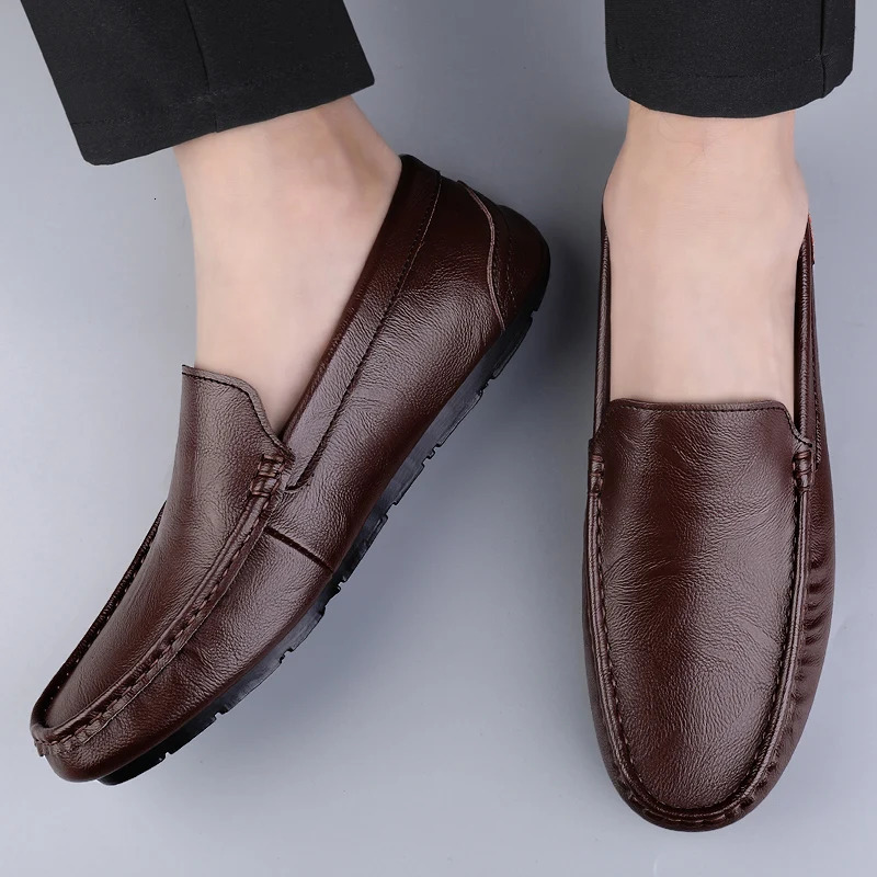 Genuine Leather Men Casual Shoes Mens Loafers Moccasins Breathable Slip on Italian Driving Shoes Chaussure Homme 251013