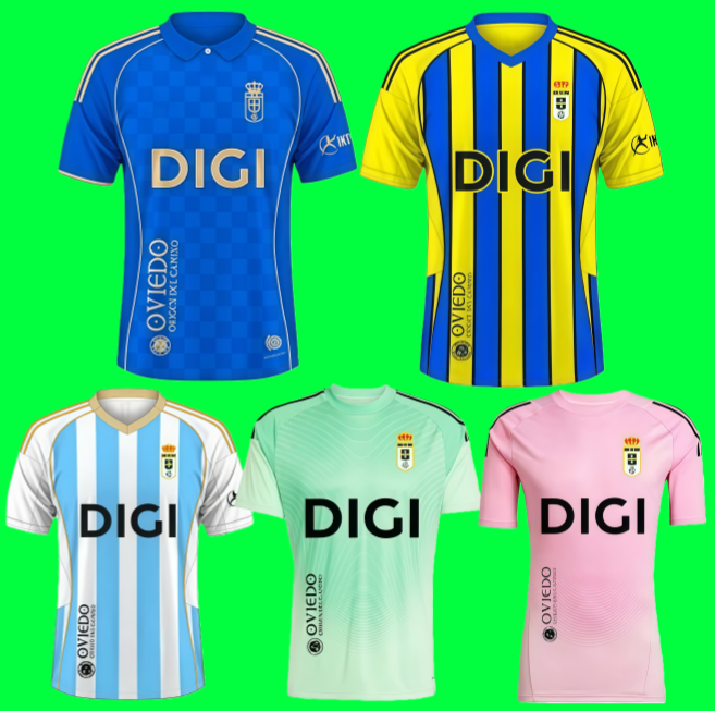 25 26 Real Oviedo Mens Soccer Jerseys S.CAZORLA Home Blue Away yellow 3rd 2025 2026 Football Shirt Short Sleeve men kids