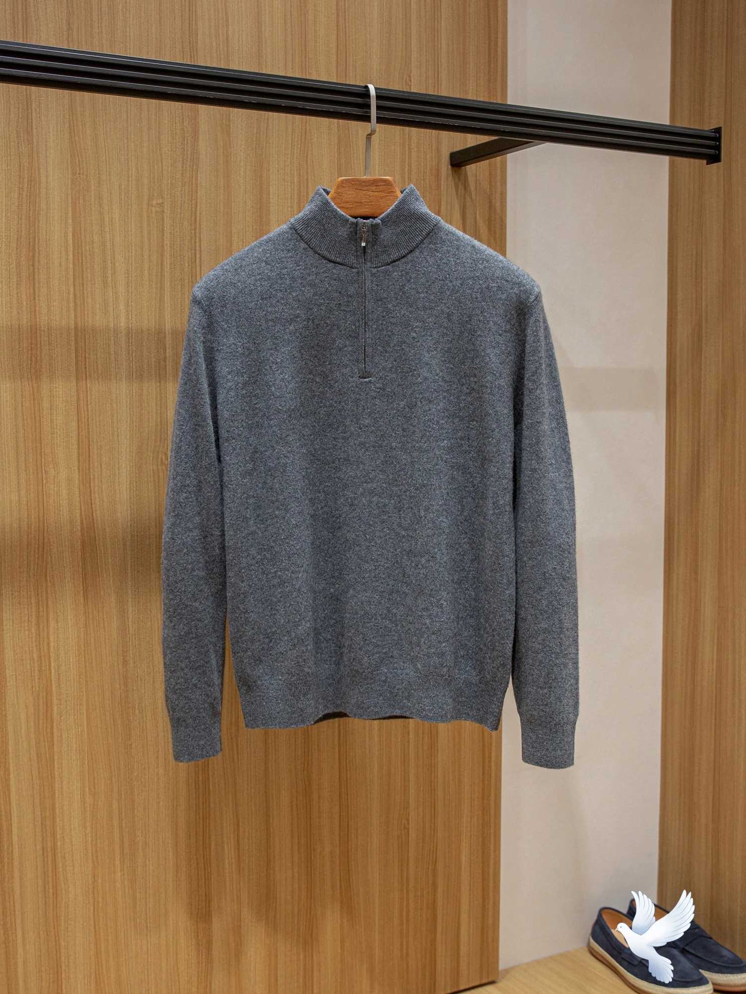 Mens Casual Cashmere Wool Blend Sweater Warm Slim Fit SemiZip StandUp Collar Knitted Winter Top J251015