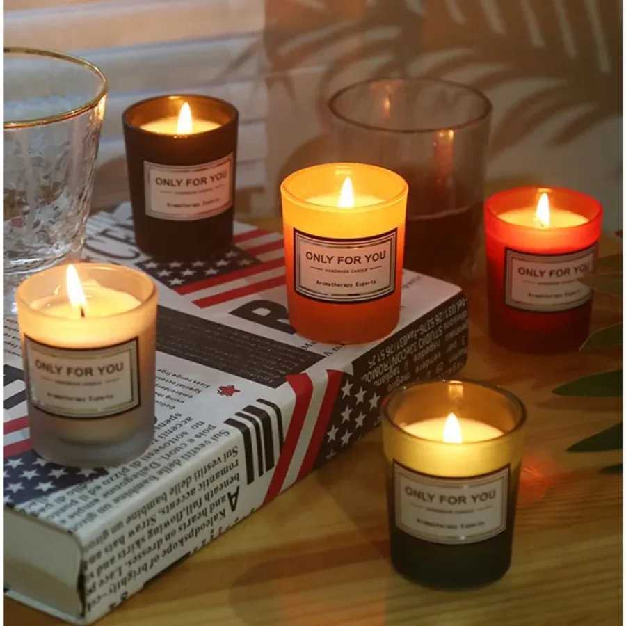 Glass Cup Scented Candle 50g Natural Plant Essential Oil Handmade Soy Wax Romantic Birthday Home hotel Wedding Decoration C251015