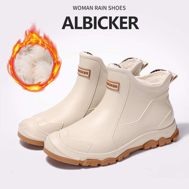 Autumn Winter new Fashion Trendy Cool Outdoor Short Tube Men's Warm Rain Boots Fixed Cotton Water Rubber Shoes Men free shipping