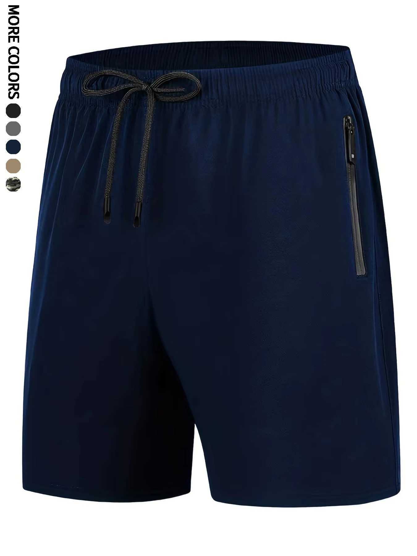 Mens Summer Drawstring Quick Dry Shorts For RunningBreathable With Zipper PocketsFitness Training7022T251015