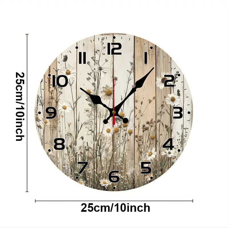 Daisy Flower Wooden Round Silent Hanging Wall Clock Suitable For Living Room Office Study Room Bedroom Home Decoration C251015