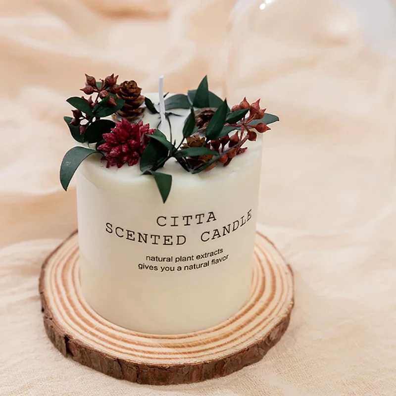 Forest Series Scented Soy Candle with Wooden Holder 4 Fragrances Aromatherapy Candles for Home Meditation Decoration 285g C251015