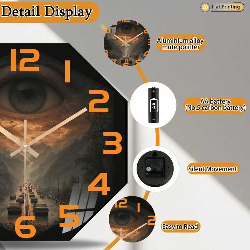 1pc Rich in Eye Mountain Roadscape Octagonal Wall Clock for Living Room and Office Ideal Christmas and New Year Gifts C251015