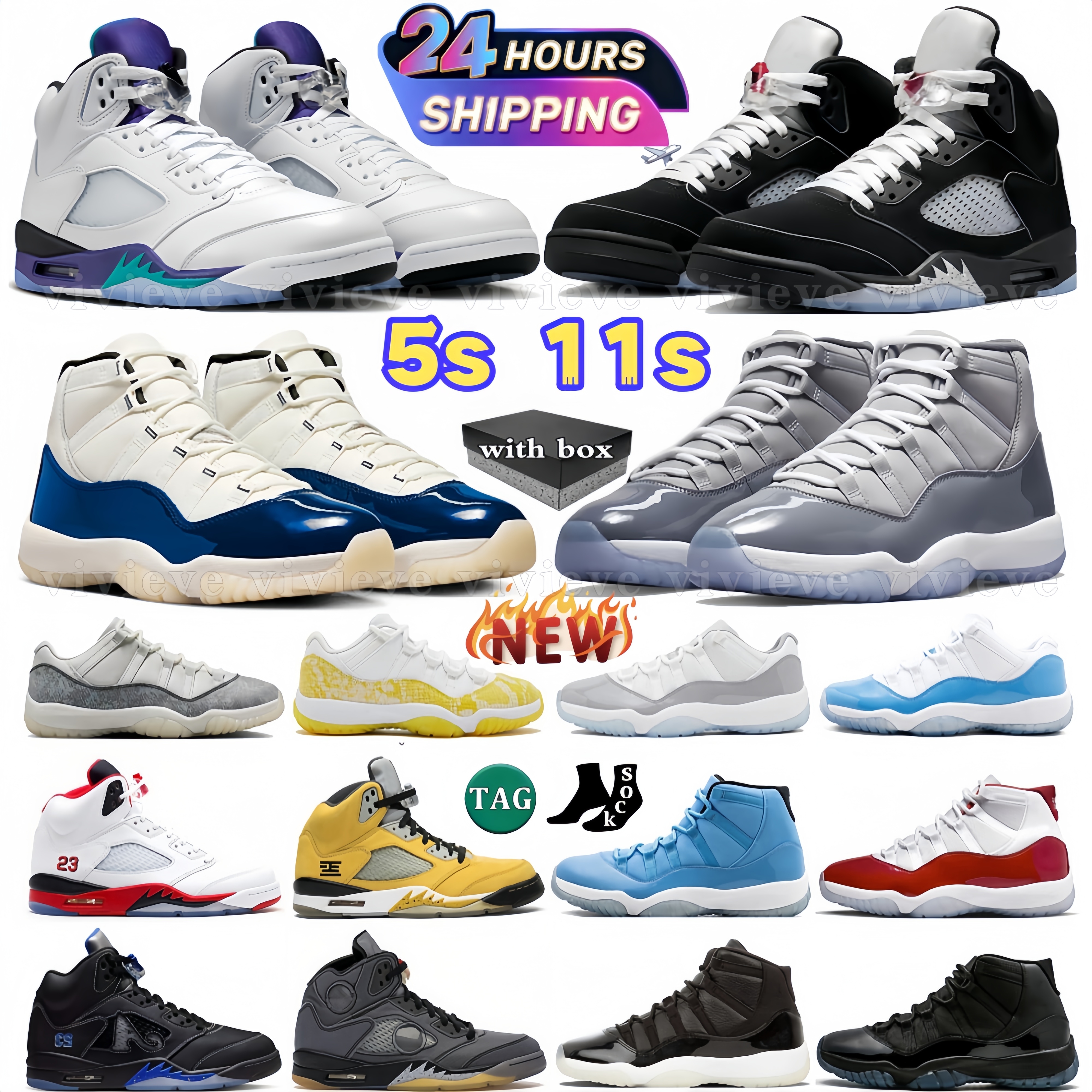 With Box 5s 11s OG basketball shoes 5 Tokyo Black Metallic Reimagined 11 Cherry Rare Grape Wolf Grey Alternate UNC White Toe Court Mens Women Outdoor Shoe Trainers