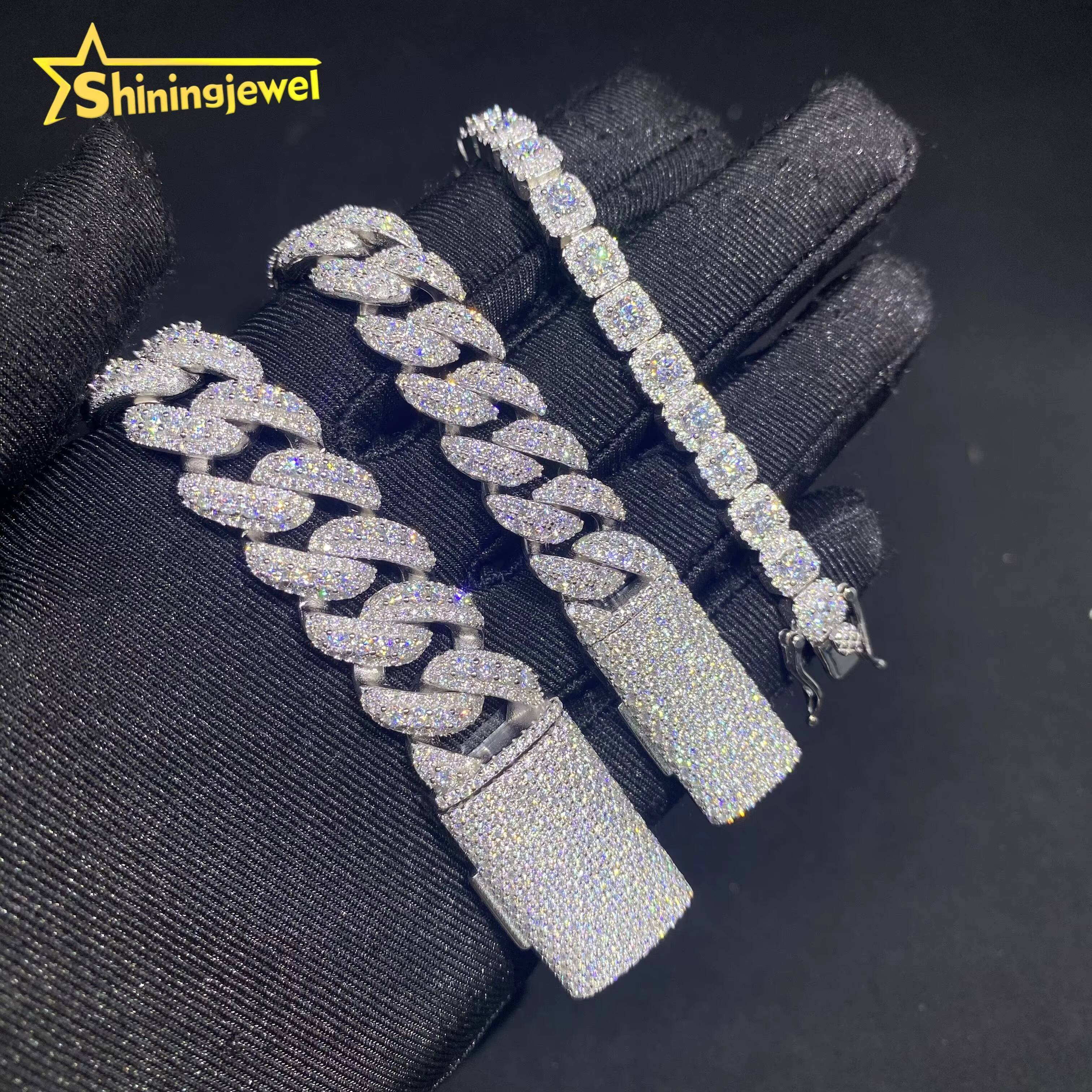 3Styles Pass Diamond Tester Iced Out Bracelet Fine Hip Hop Diamond Jewelry 925 Silver VVS D Moissanite Cuban Link Chain Bracelet