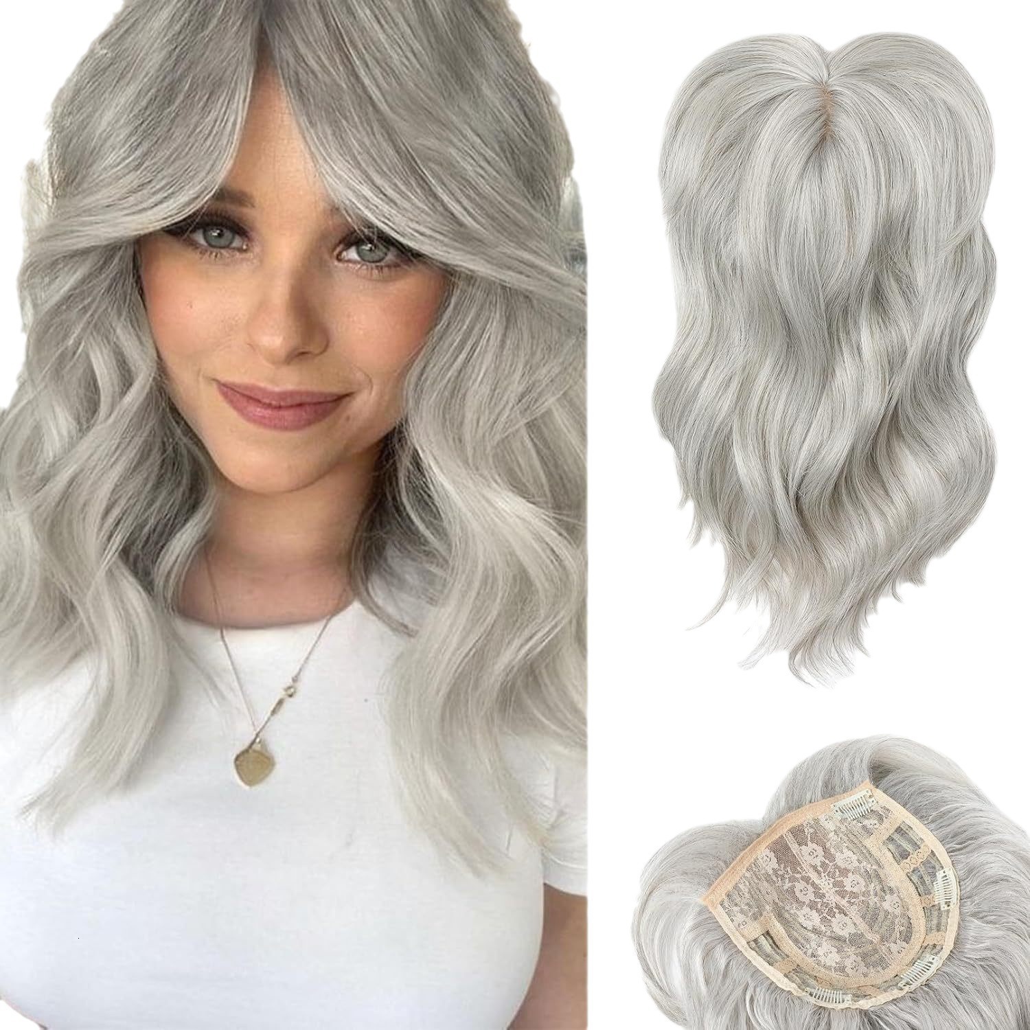 Eight-Character Liu Hai Water Wave Hairpiece Hair Toppers for Women Covering Gray Hair High-Temperature Silk Long Curly Hair