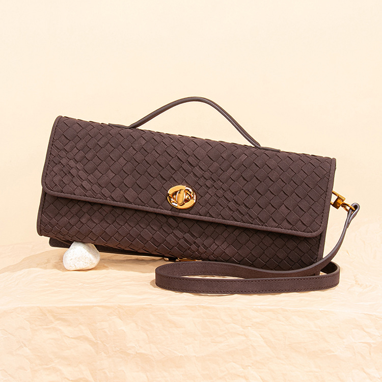 Designer Handbag Trendy Woven Evening Clutch Purses Baguette Bag Women Underarm Shoulder Handbag Winter Cute Satchels Crossbody Purse Suede Bag Wallet