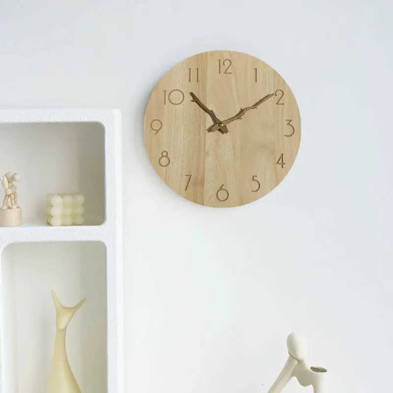 Wooden Arabic Numeral Wall Clock Simple Round Wall Clock Silent Wall Clock No Ticking Living Room Bedroom Decoration Clock C251015