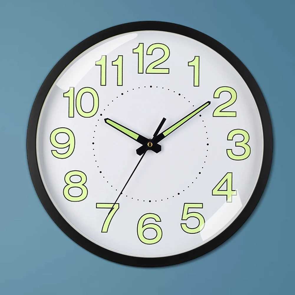 12inch Night Light Wall Clocks Glow In The Dark Luminous Wall Clock EnergyAbsorbing NumeralsHands for Kitchen Bedrooms Office C251015