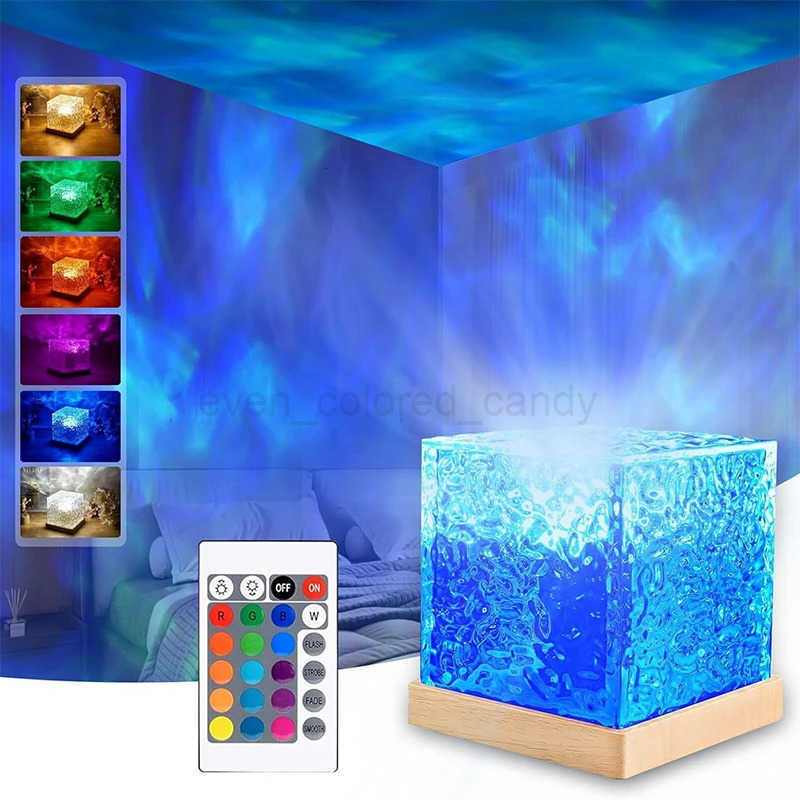 Ocean Wave Projector Light 16 Colors Midnight Aura Aurora Glow Lamp Home Office Bar Restaurant Underwater Projector Night Light Z251015