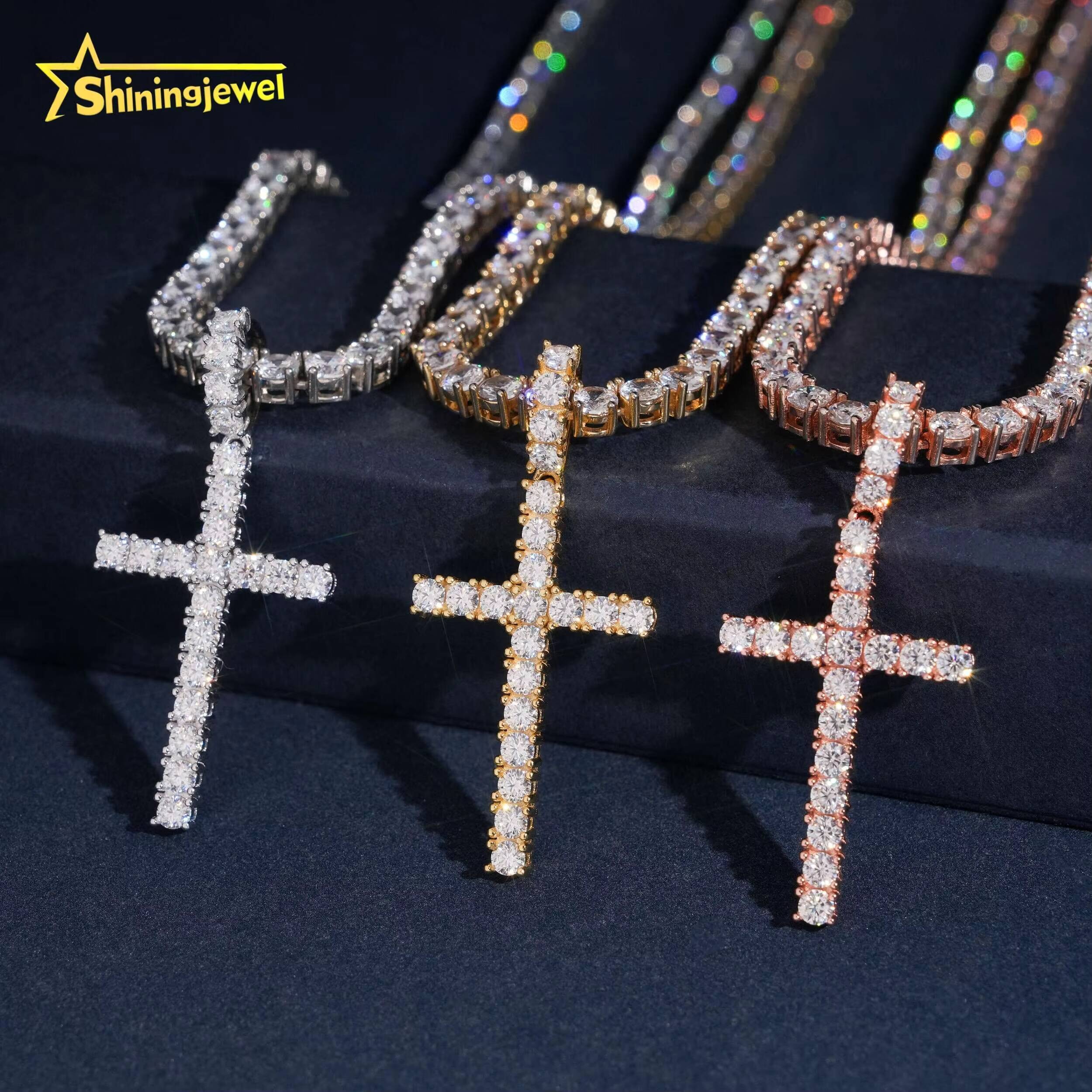 Hip Hop Diamond Jewelry Men Top Quality Hot Selling 925 Silver Moissanite Cross Pendant