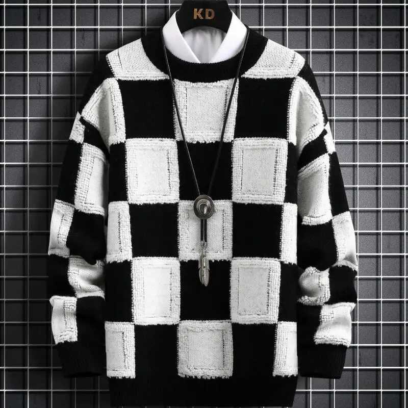 FallWinter Mens Brand Pullovers Sweaters THiCK Warm Cashmere Sweater Men luxury Plaid Pull Homme 2024 J251015