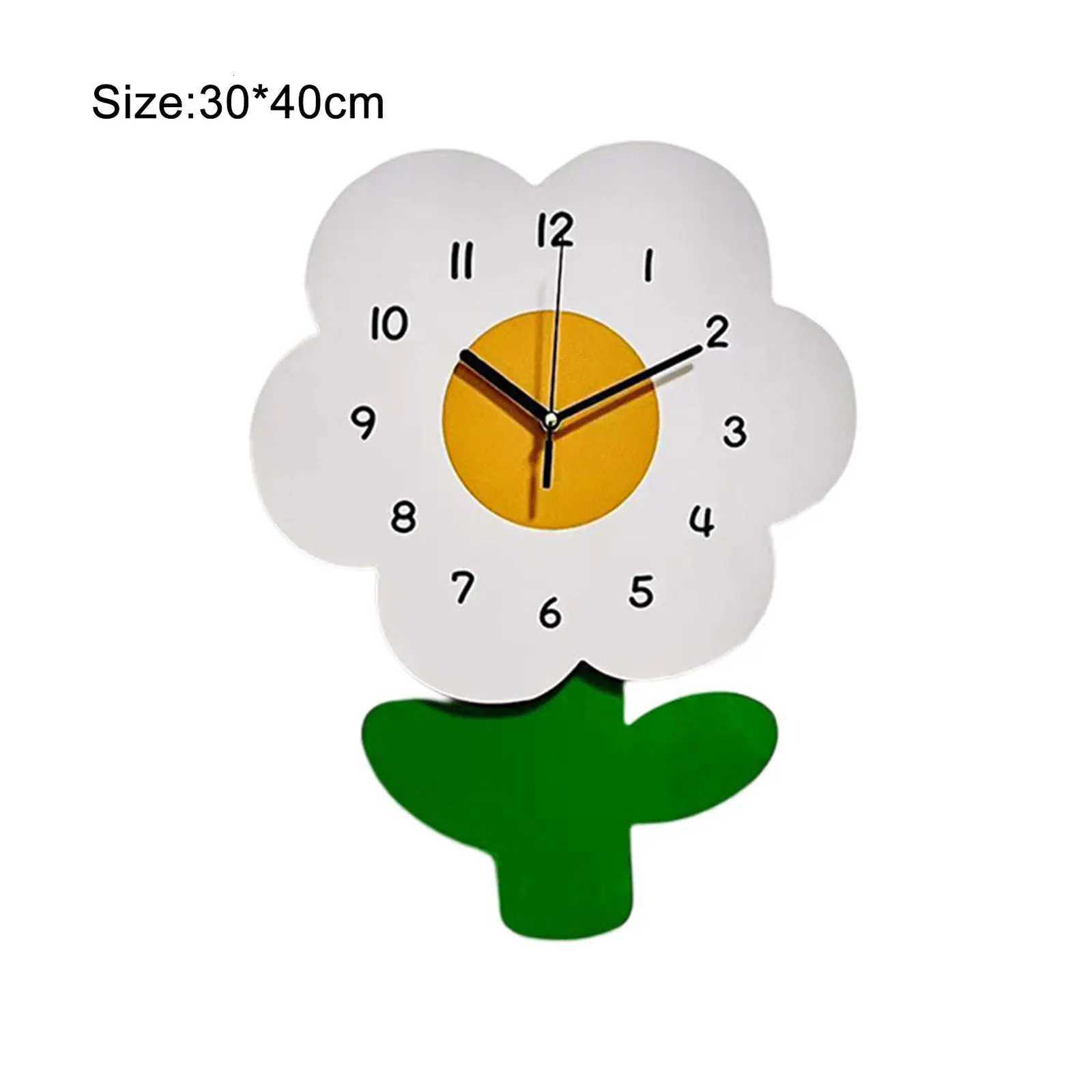 Flowers Shape Hanging Clocks Farmhouse Style Clock Artwork Ornament Good as Housewarming Gift C251015