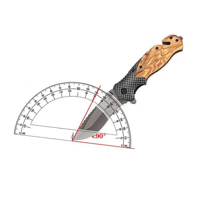 High Hardness Outdoor Folding Knife Wilderness Portable Tactical Straight Knife Carry Multifunctional Folding Knife Outdoor Tool H251015