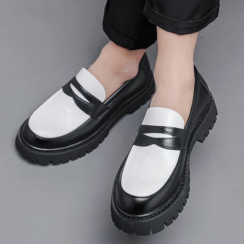 Free shipping Designer Dress Shoes Four season fashionable versatile highquality thick soled high rise leather shoes comfortable mens shoes brown blac