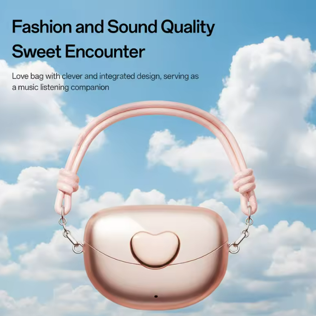 M106 Love Heart Wireless Bluetooth Headphones, Clip-On Style, Mini Bag-Friendly, Open-Ear Non-In-Ear Design, for Daily Use/Gym/Commute, Earbuds with S