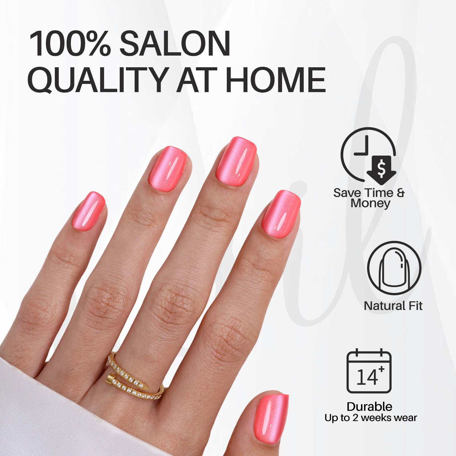 Pink Cat Eye Soft Gel Press-On Nails: Set of 32 Reusables + Adhesive | Variety Pack Available