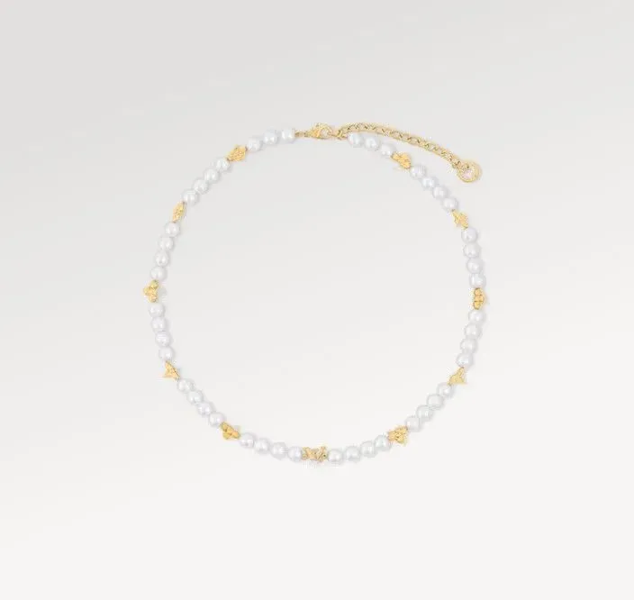 With BOX Luxury White Pearl Designer Pendant Necklaces 18K Gold Plated Luxury Necklaces Choker Chains For Women Wedding Party Jewelry Gift