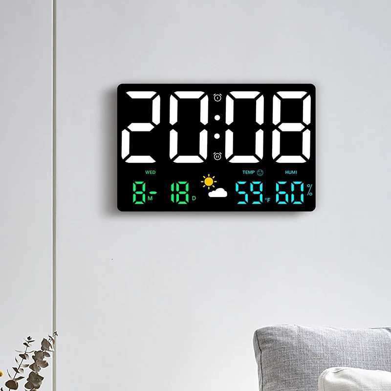 HighDefinition LargeScreen Wall Clock Temperature and Humidity Display Weather Clock MultiFunction Color Digital Alarm Clock C251015