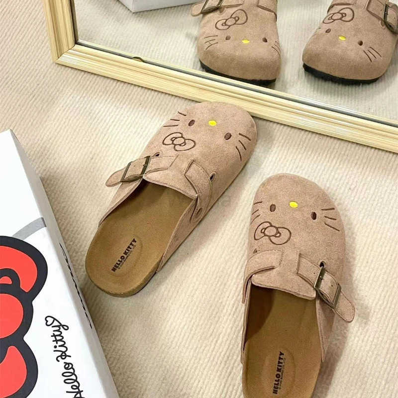 Sanrio Hello Kitty Cute Anime Slippers Summer Female Thick Sole Flat Shoes Sweet Cartoon Outdoor Anti Slip Slippers Girl Gift L251015