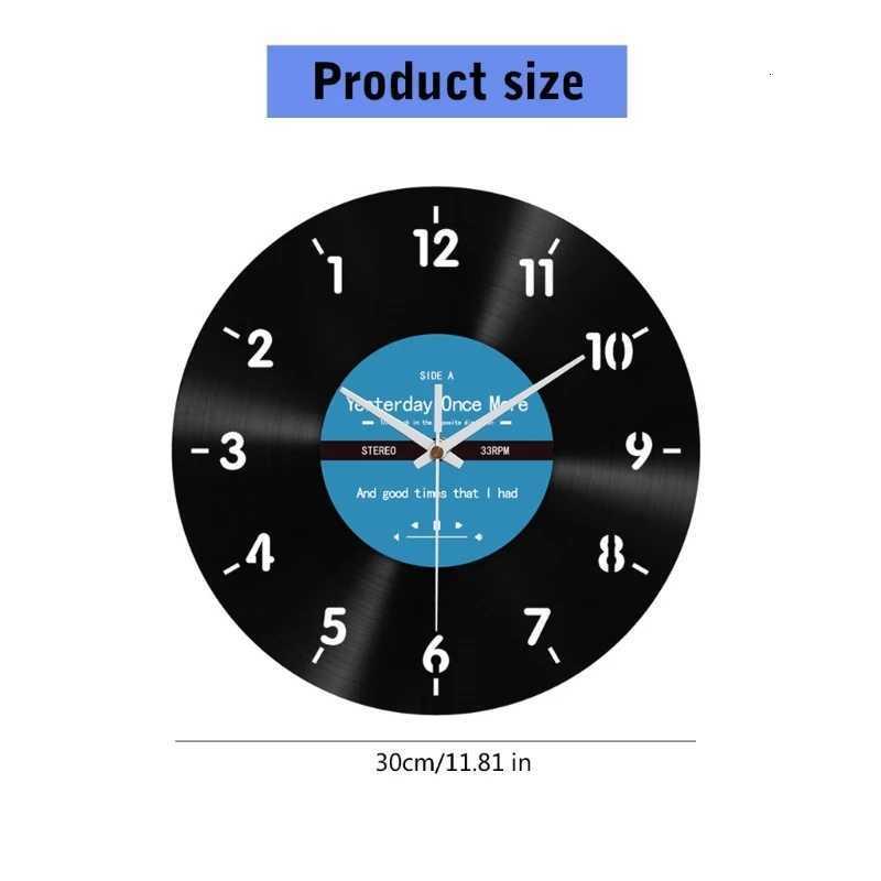 Elegant Counterclockwise Wall Clock 12Inch Quiet Mechanism Vinyls Record Reverse Wall Clock for Bedroom and Living Room C251015
