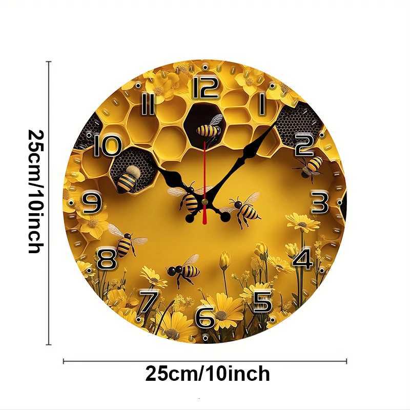Bee Honeycomb Wooden Round Silent Hanging Wall Clock Suitable for Living Room Office Study Room Bedroom Home Decoration C251015
