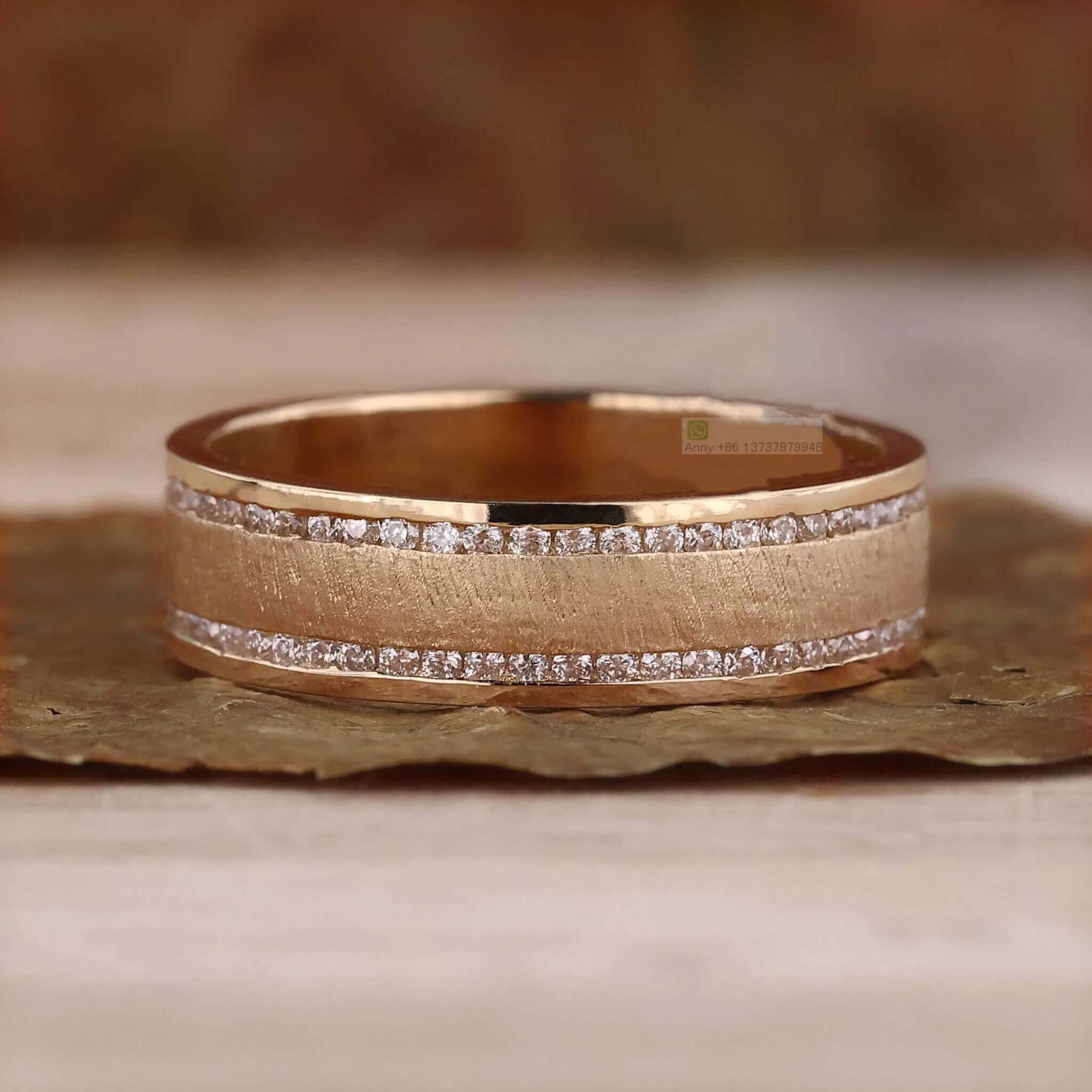 Real 10K 14K 18K Gold Round Lab Grown Diamond Mens Wedding Ring EFVS Matte Finish Wedding Band Natural Diamond Engagement Ring