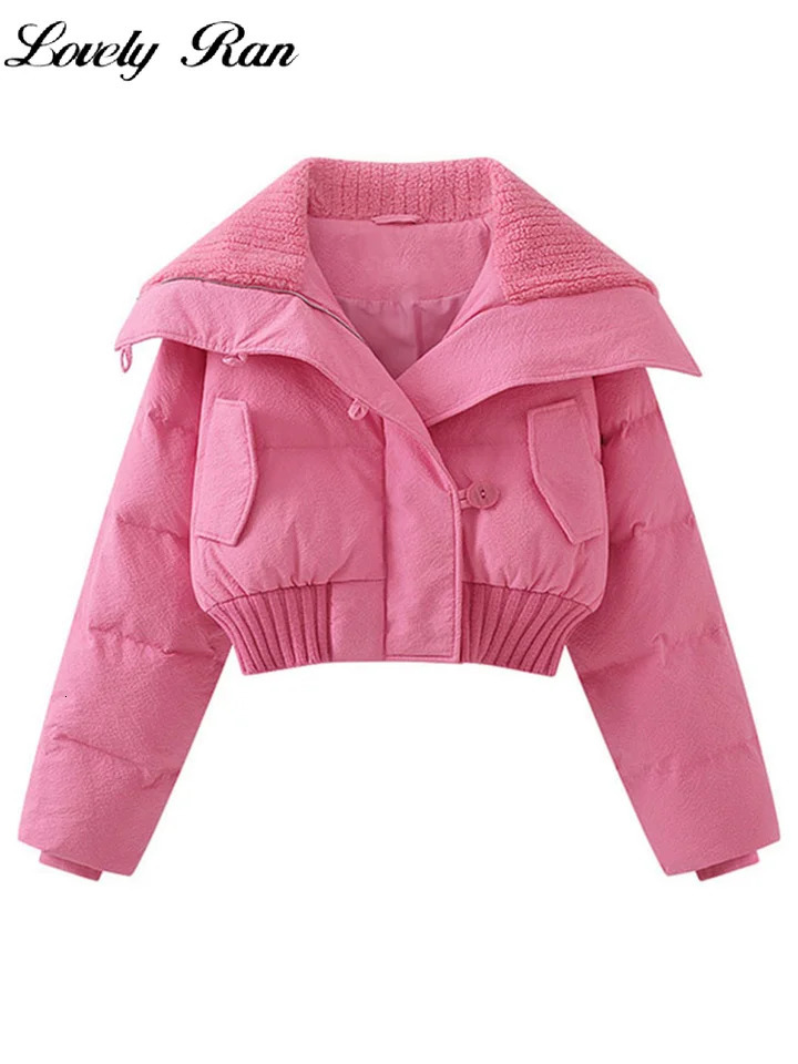 Preppy Solid Women Short Coat Elegant Long Sleeve Lapel Zippers Pocket Female Thicken Jacket Autumn Winter Lady Outwear 251011