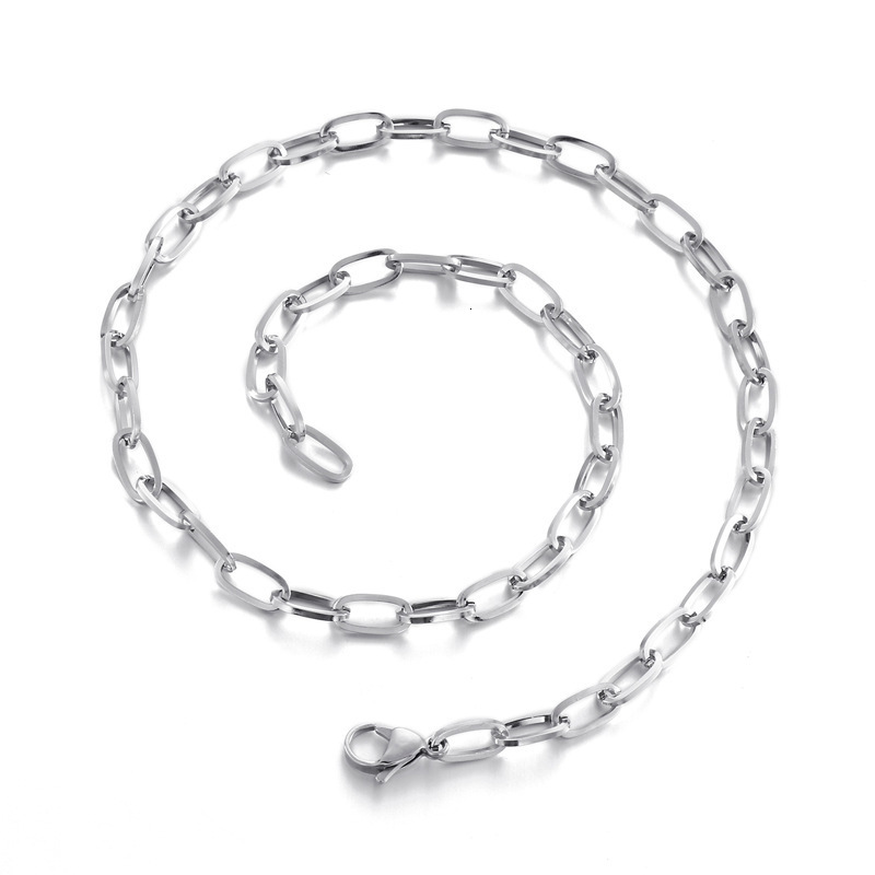 Fashion Minimalist Stainless Steel Oval Necklace Womens Collarbone Chain Jewelry 250916