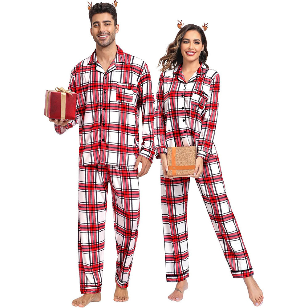 2025 New Mens Trendy Plaid Pattern Printed Home Casual Pajamas Set