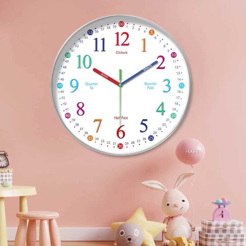 810inch NonTicking Learning Wall Clock Hanging Clocks Children rooms Teaching Clock Educational Tool Kids Room Home Decor C251015
