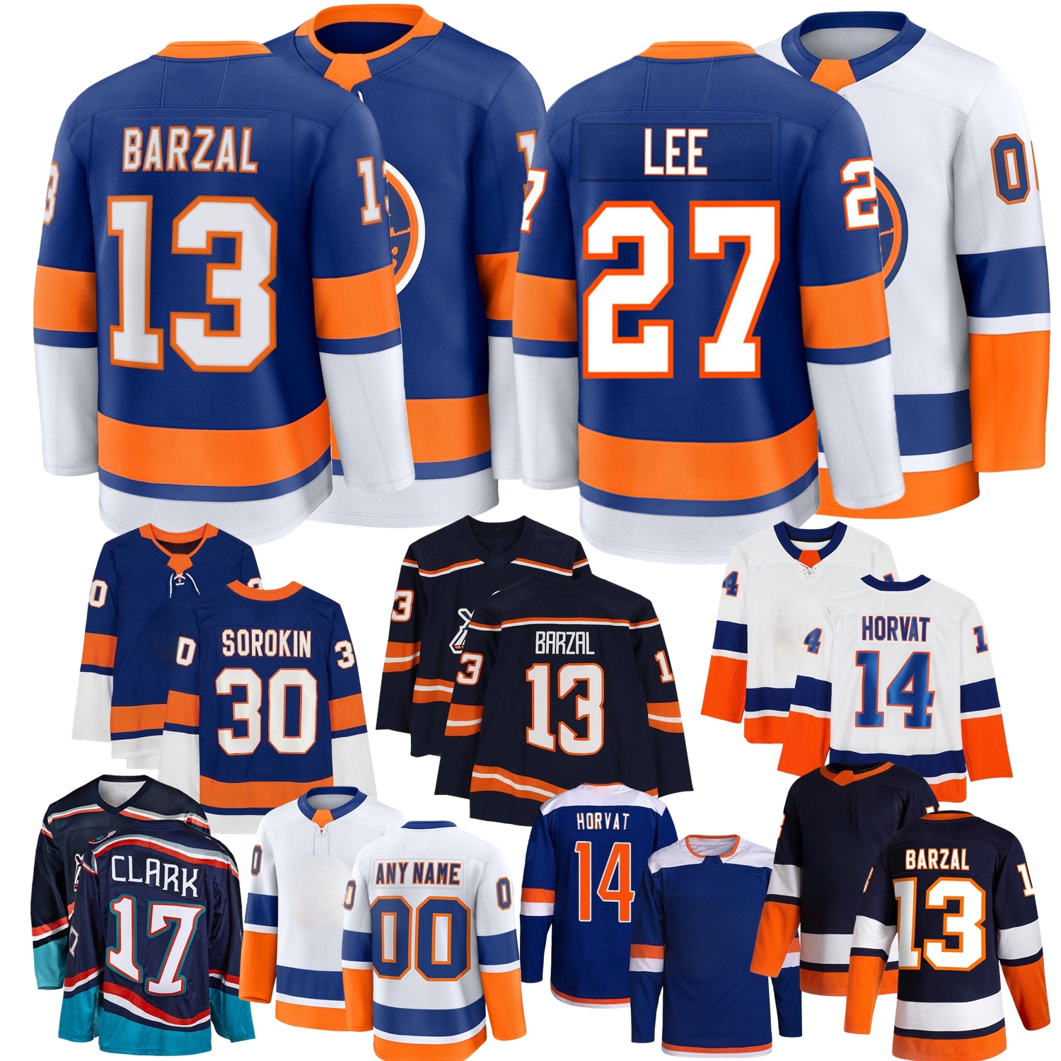 Hockey Jersey Mathew Barzal Anders Lee Ilya Sorokin Bo Horvat Alexander Romanov Bossy Holmstrom Varlamov Boqvist Palmieri Cizikas Dobson Tsyplakov DeAngelo