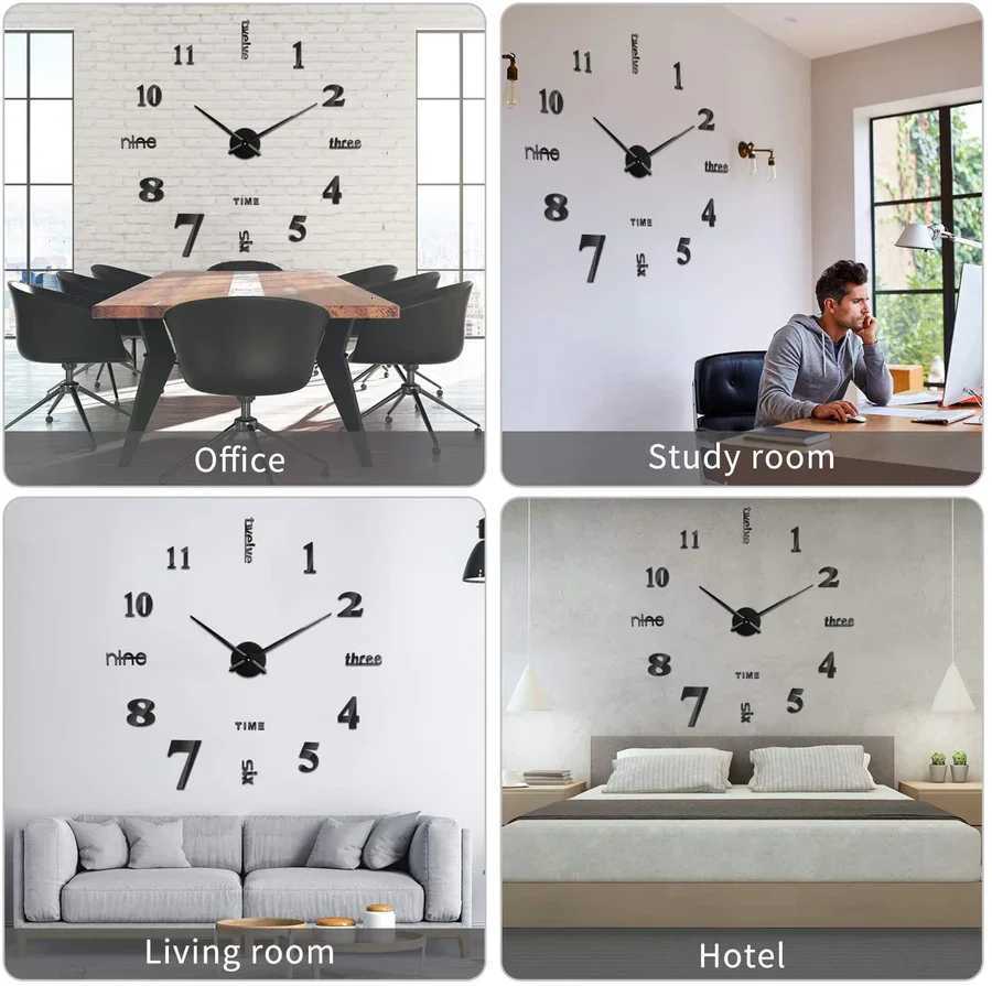 3D Large Wall Clock DIY Mirror Wall Stickers For Home Living Room Decor Frameless Quartz Clocks Self Adhesive Hanging Watches C251015