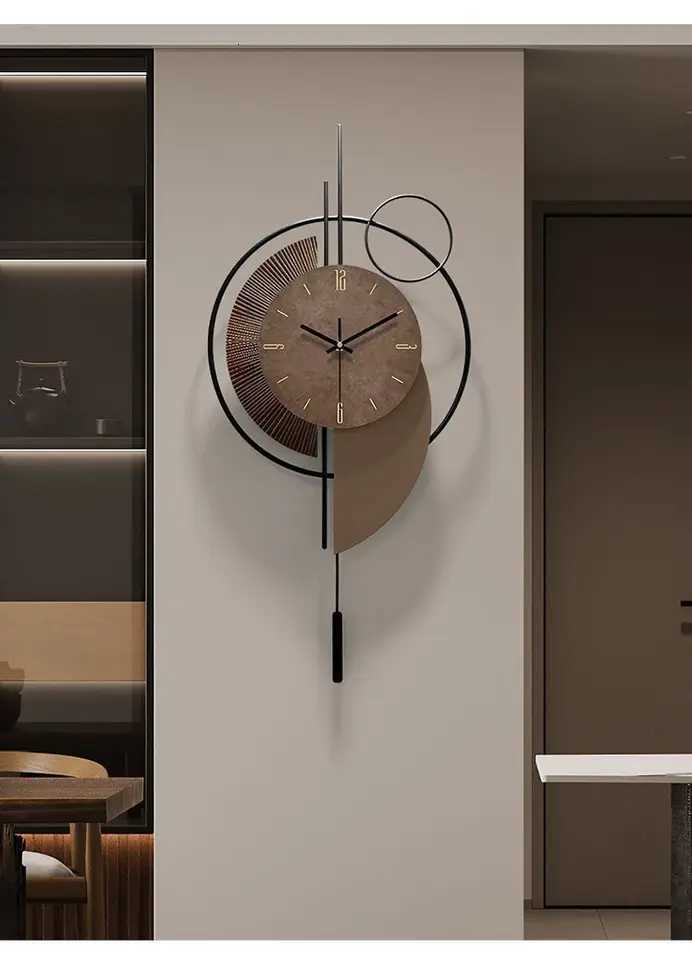 High end wall clock 2025 new model with lights background wall grille decoration clock C251015