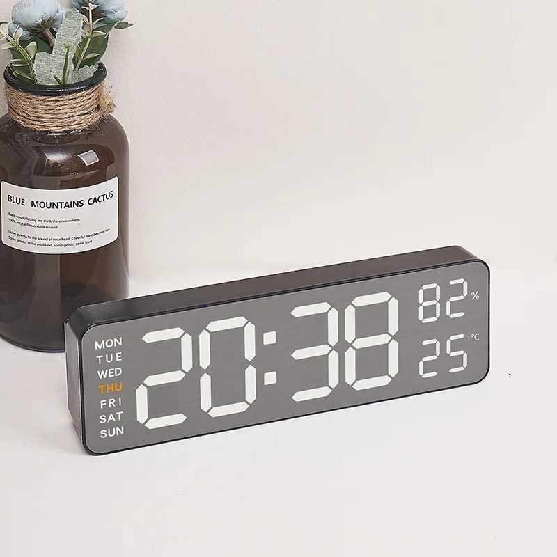 Mirror Brushed Finish Wall Clock Premium Feel Silent Wall Clock Table Alarm Clock Temp Display Bedroom Office Living Room Decor C251015