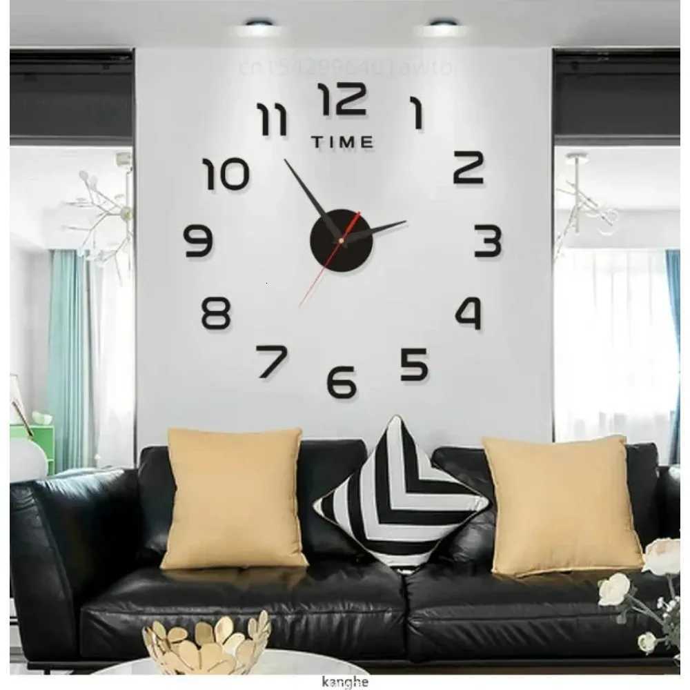 2023 Modern Design Large Wall Clock 3D DIY Quartz Clocks Fashion Watches Acrylic Mirror Stickers Living Room Home Decor Horloge C251015
