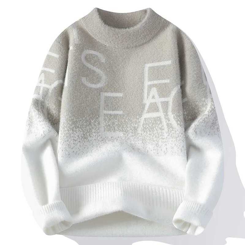 Men Gradient Knitted Sweater Letter Vintage O Neck Pullover Male Fit Knitted Pullover Loose Harajuku Mens Retro Tops Multicolors J251015