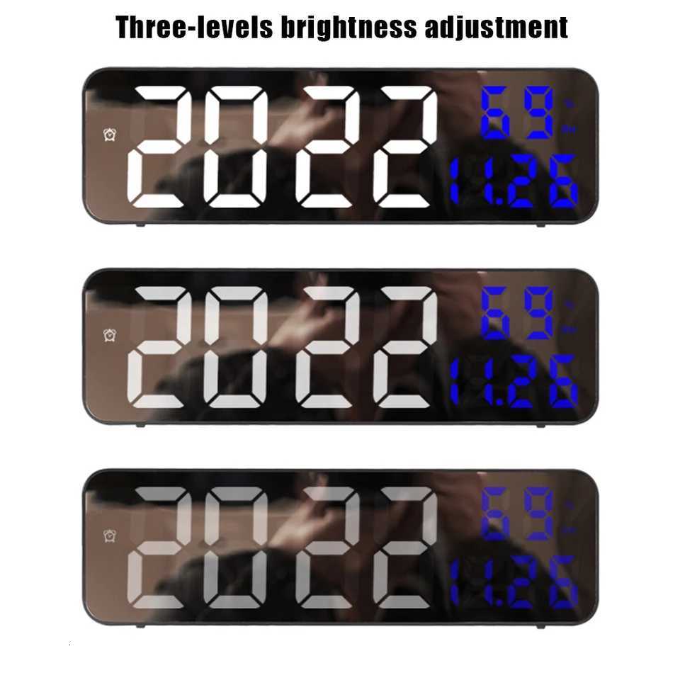 LED Digital Wall Clock Large Screen WallMounted Time Temperature Humidity Display Electronic Alarm Clock Digital Clock C251015