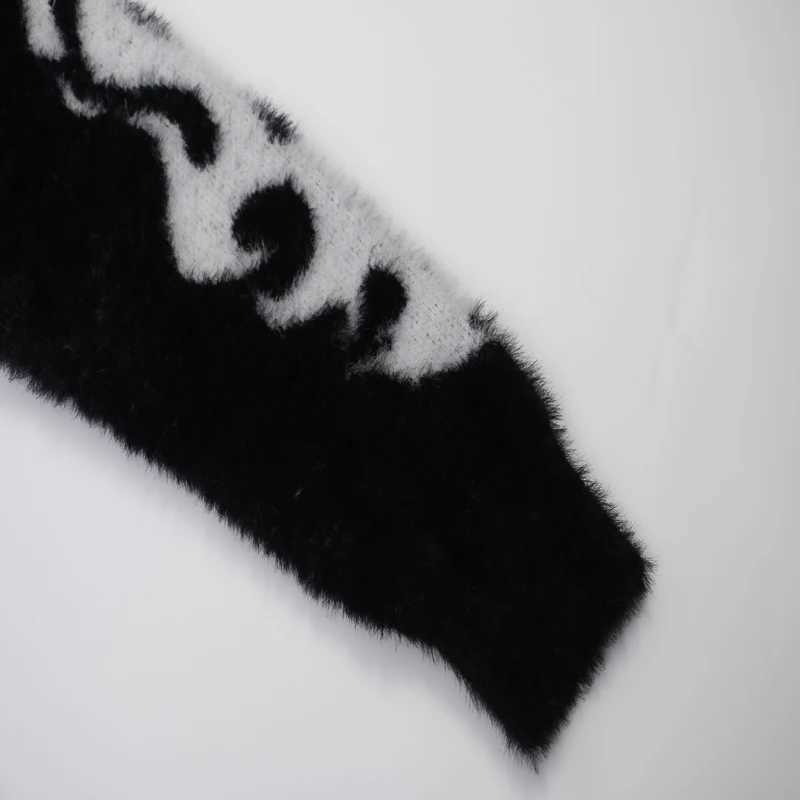 Vintage Totem Flame Jacquard Knitt Zipper Sweater Men Women High Quality Winter Pink Black Keep Warm Trendy Sweaters Coat J251015