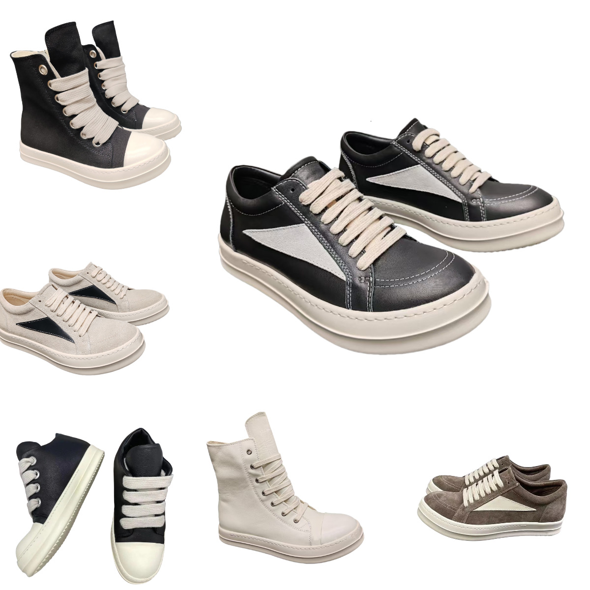 Designer Ro Owenes Casual Shoes Mens Women Low Black White Furry Canvas FW25 Outdoor Boots CONCORDIANS RUNWAY VINTAGE JUMBOLACE Genuine Leather Luxury Sneakers S98