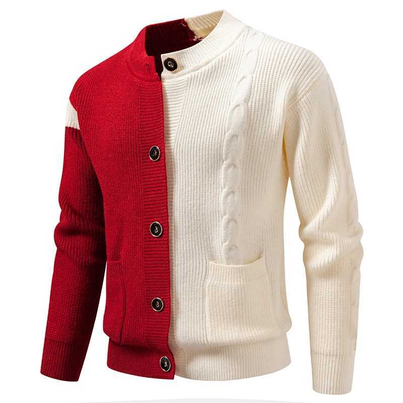 Autumn Winter Mens Patchwork Cardigans Fashion Knitted Sweater ONeck Warm Single Breasted Knit Sweatercoat Men Casual Cardigan J251015